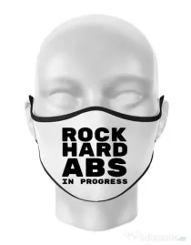 Masca personalizata reutilizabila Rock hard Alb