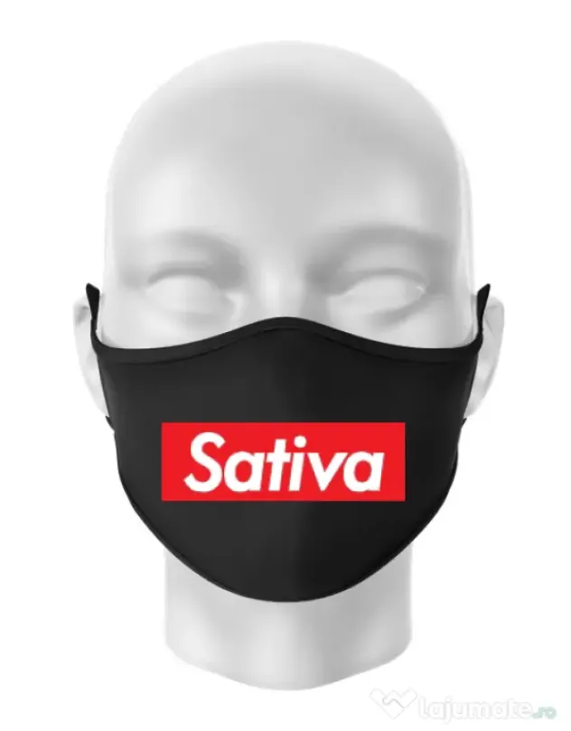 Masca personalizata reutilizabila Sativa Negru