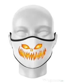 Masca personalizata reutilizabila Scary pumpkin face Alb