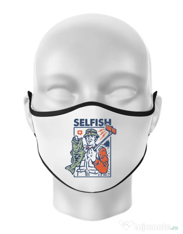 Masca personalizata reutilizabila SELFISH Alb