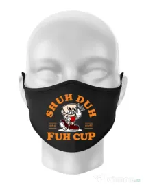 Masca personalizata reutilizabila Shut the fuh cup Negru