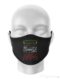 Masca personalizata reutilizabila Snowy Christmas Negru