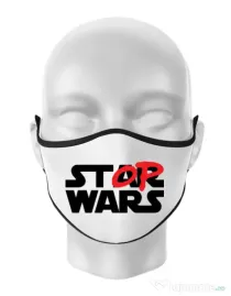 Masca personalizata reutilizabila Stop wars Alb