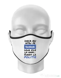 Masca personalizata reutilizabila Sunati la politie Alb