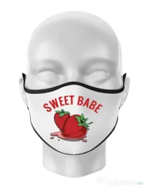 Masca personalizata reutilizabila Sweet babe Alb