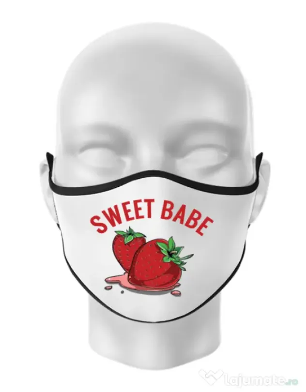 Masca personalizata reutilizabila Sweet babe Alb