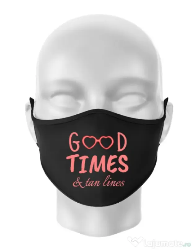 Masca personalizata reutilizabila Tan lines Negru