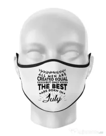Masca personalizata reutilizabila The best men are born in July Alb