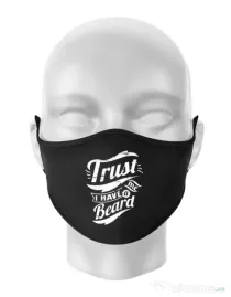 Masca personalizata reutilizabila Trust me, I have a beard Negru