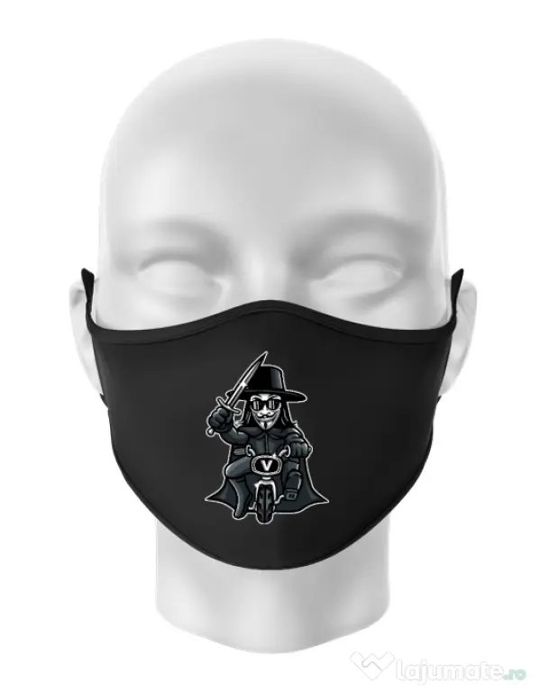 Masca personalizata reutilizabila Vendetta Biker Negru