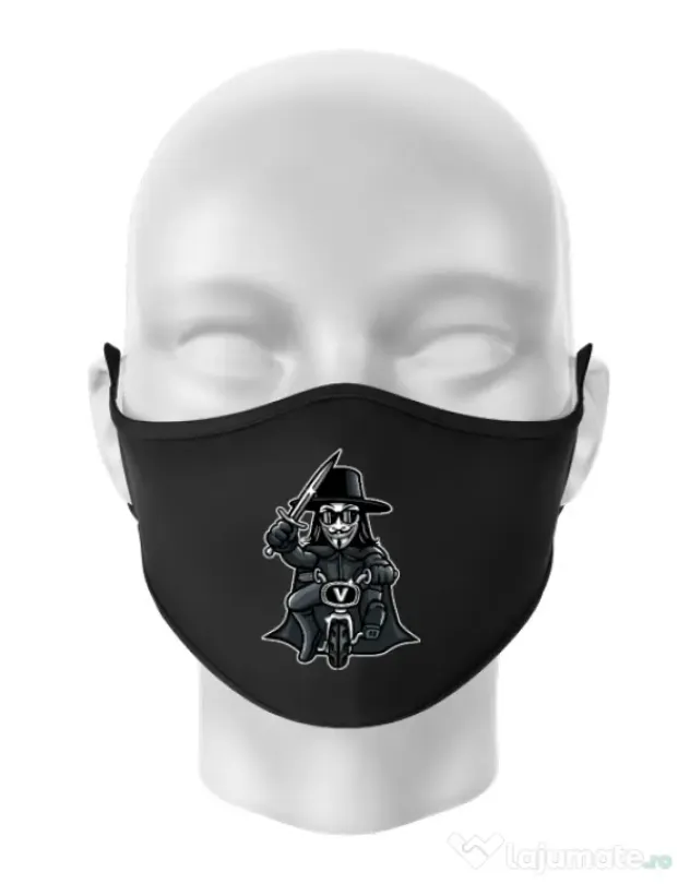Masca personalizata reutilizabila Vendetta Biker Negru
