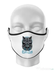 Masca personalizata reutilizabila Wolf of death Alb