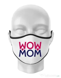 Masca personalizata reutilizabila Wow mom Alb