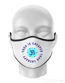 Masca personalizata reutilizabila Yoga is cheaper Alb