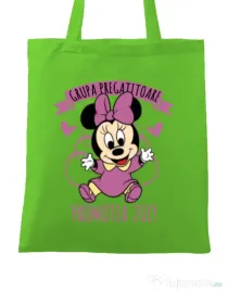 Sacosa din panza Absolvire Minnie Mouse Verde mar