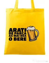 Sacosa din panza As mai bea o bere Galben