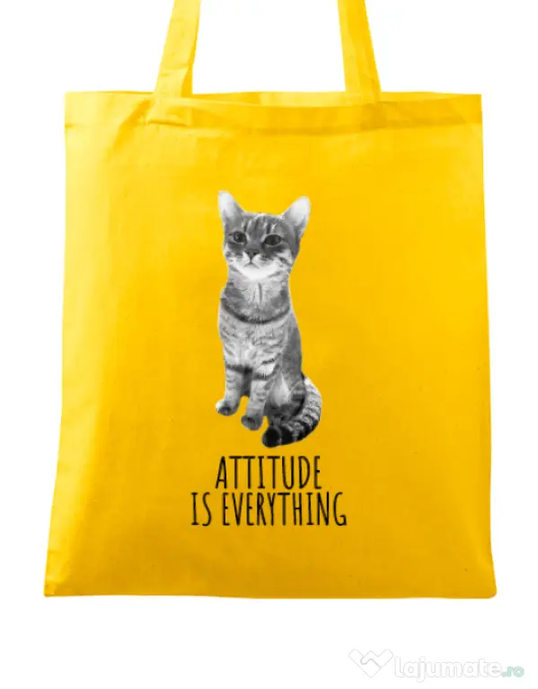 Sacosa din panza Attitude is everything Galben