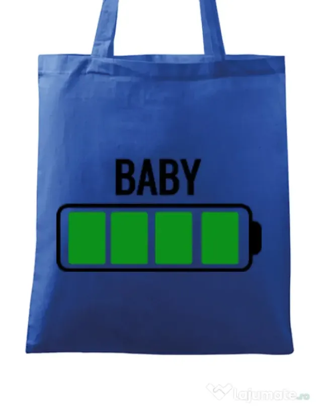 Sacosa din panza Baby battery Albastru regal