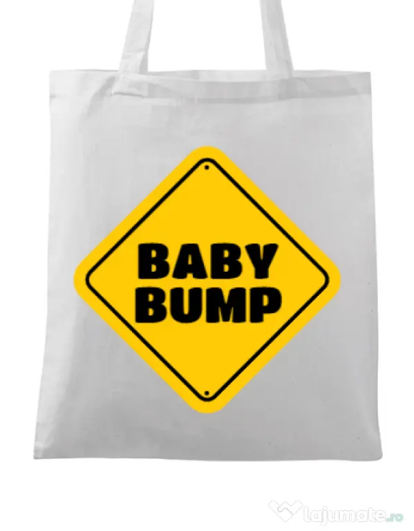 Sacosa din panza Baby bump Alb
