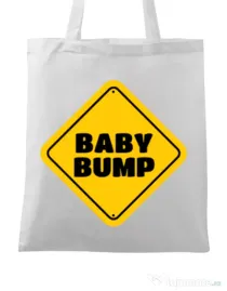 Sacosa din panza Baby bump Alb