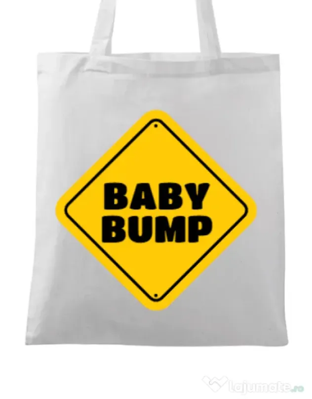 Sacosa din panza Baby bump Alb
