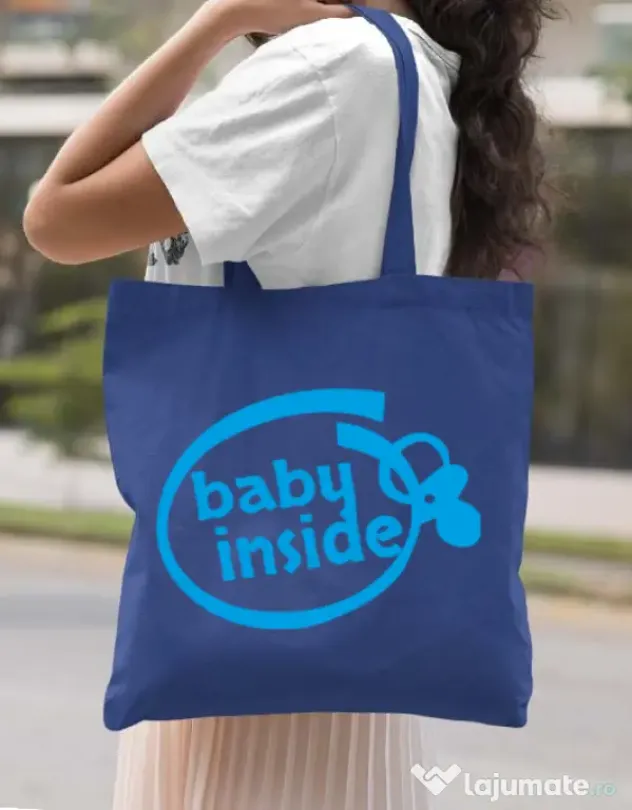 Sacosa din panza Baby inside Albastru regal