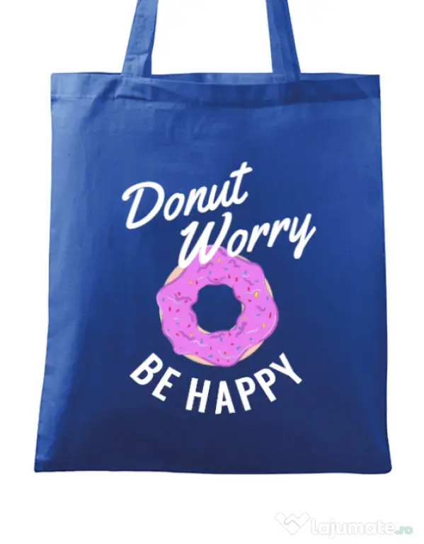 Sacosa din panza Be happy Albastru regal