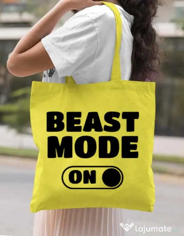 Sacosa din panza Beast mode Galben