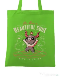 Sacosa din panza Beautiful soul Verde mar