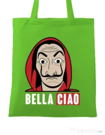 Sacosa din panza Bella ciao Verde mar