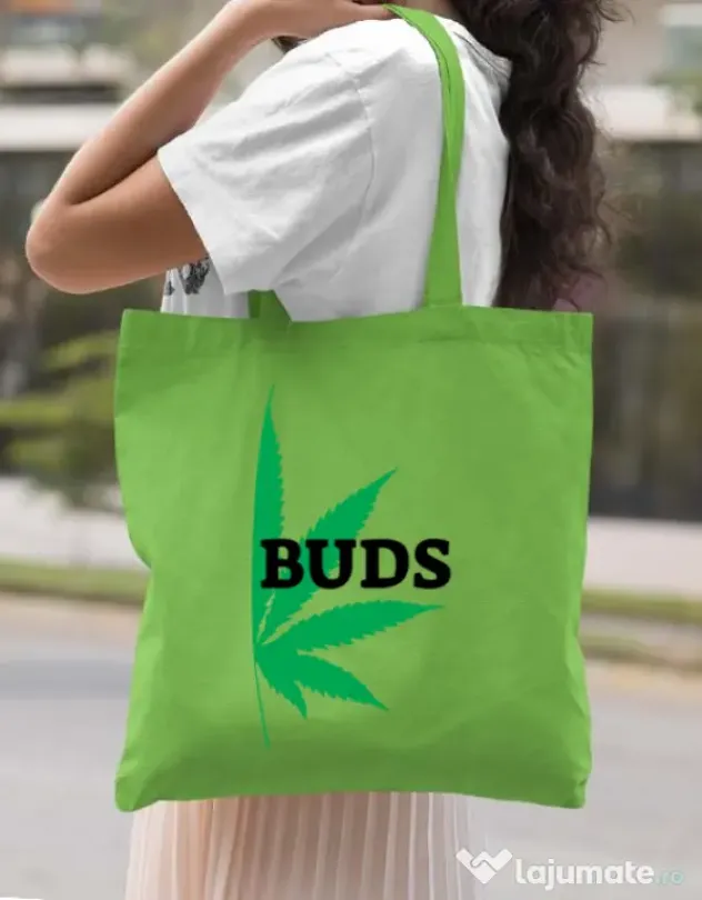 Sacosa din panza Best buds 2 Verde mar