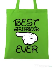 Sacosa din panza Best girlfriend ever Verde mar