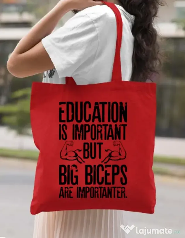 Sacosa din panza Big biceps Rosu