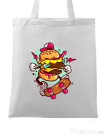 Sacosa din panza Burger Skater Alb