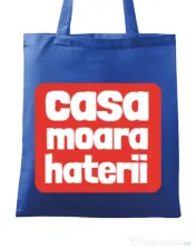 Sacosa din panza Casa moara haterii Albastru regal