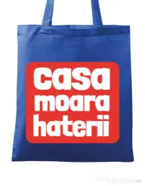 Sacosa din panza Casa moara haterii Albastru regal