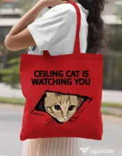 Sacosa din panza Ceiling cat Rosu