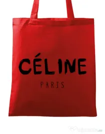 Sacosa din panza Celine paris Rosu