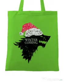Sacosa din panza Christmas is coming Verde mar