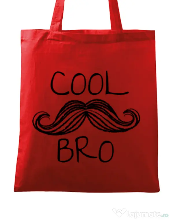 Sacosa din panza Cool moustache bro Rosu