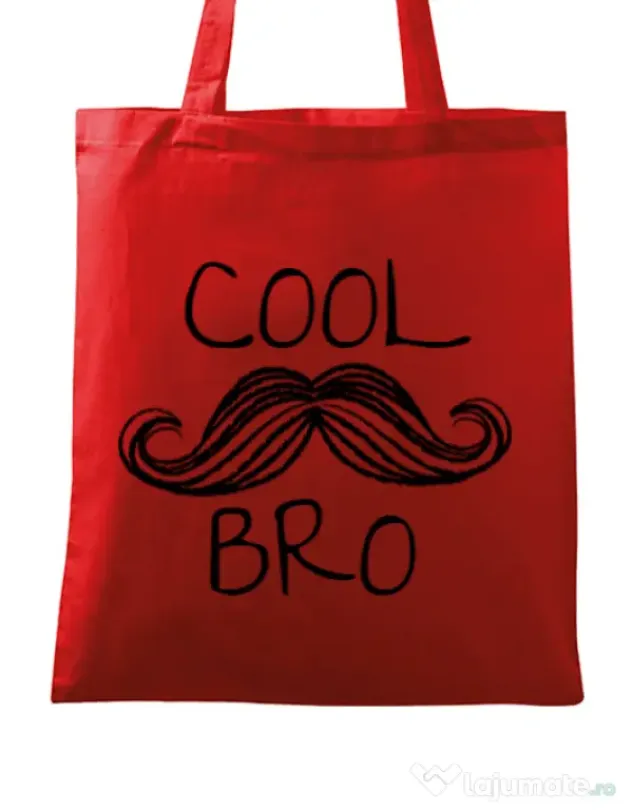 Sacosa din panza Cool moustache bro Rosu