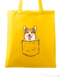 Sacosa din panza Corgi in The Pocket Galben