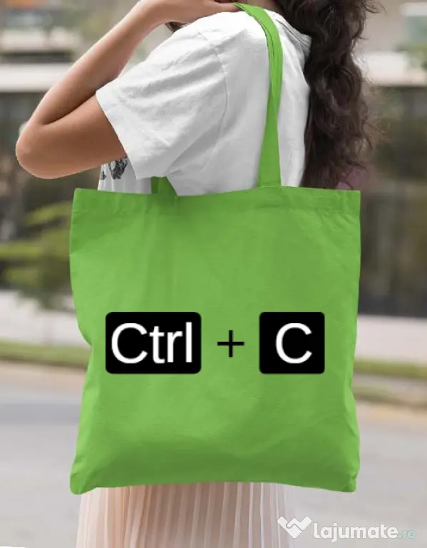 Sacosa din panza Ctrl Copy Verde mar