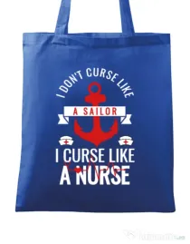 Sacosa din panza Curse like a nurse Albastru regal