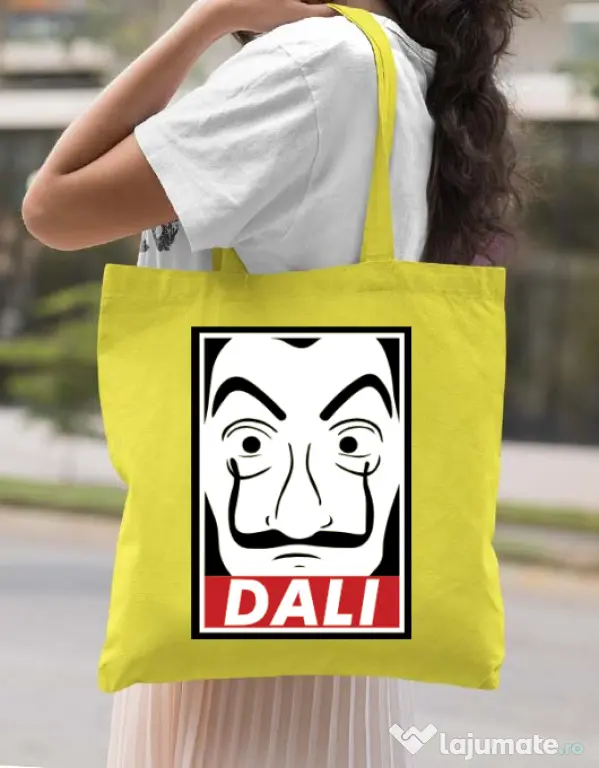 Sacosa din panza Dali mask Galben