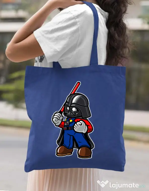Sacosa din panza Darth plumber Albastru regal