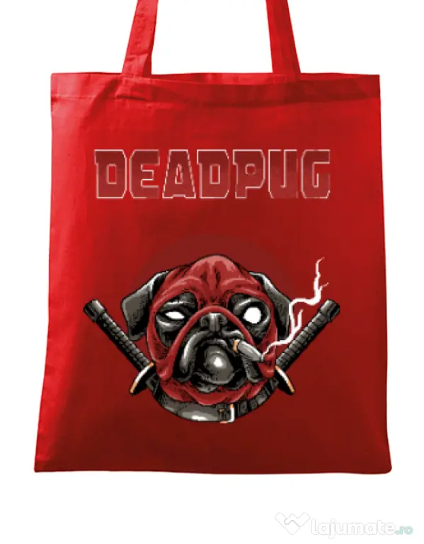 Sacosa din panza Deadpug Rosu