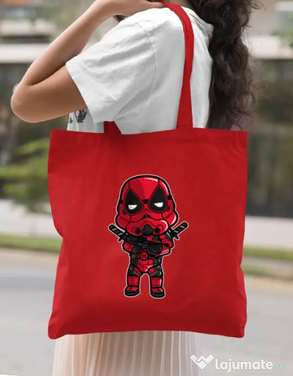 Sacosa din panza Deadtrooper Rosu