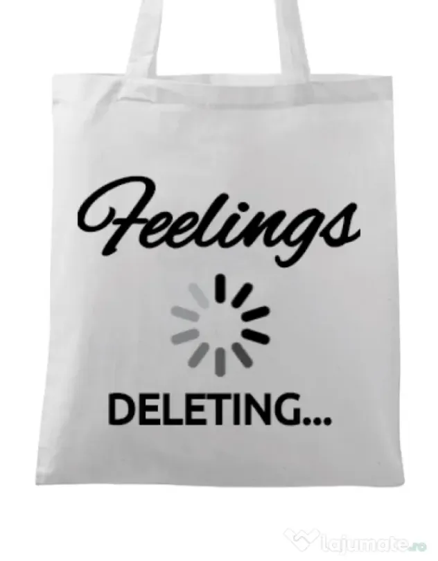 Sacosa din panza Deleting feelings Alb