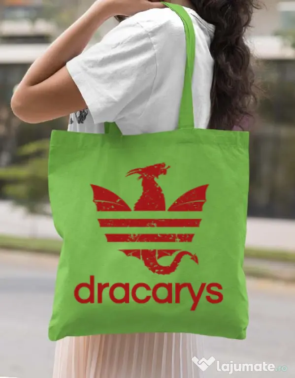 Sacosa din panza Dracarys Verde mar